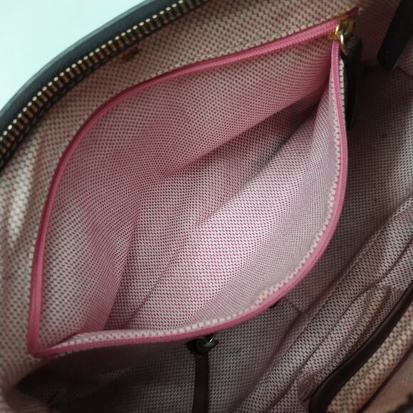 Dooney & Bourke Brown Canvas Leather Trim DB Printed Zipper Hobo Shoulder Bag - Picture 10 of 16